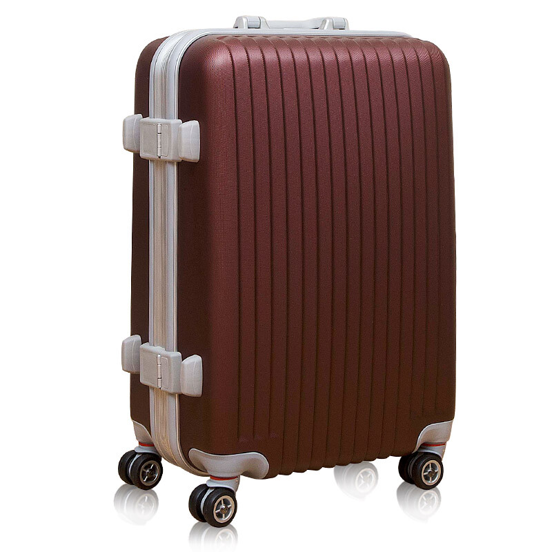 ETLB 萬向輪鋁框箱20寸登機箱旅行箱24寸拉桿箱行李箱托運箱男女潮 巧克力 24寸(終身質保)