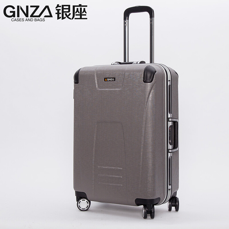 銀座防刮面鋁框商務(wù)拉桿箱20旅行箱24托運(yùn)密碼行李箱28英寸 皮箱箱子拖箱拉桿箱男女萬向輪 【A8759K】銀色(亮面) 24寸(大多數(shù)情況下使用)